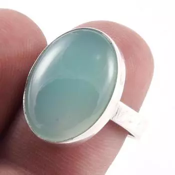 Кольцо из серебра 925 пробы с натуральным хризопразом ручной работы S.7 g4l43