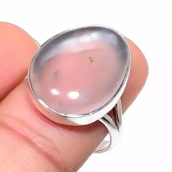 Кольцо из серебра 925 пробы с натуральным розовым кварцем, ручной работы, S.9 y7M74
