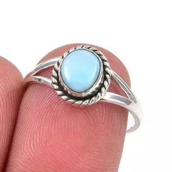 Кольцо из серебра 925 пробы с драгоценным камнем Natural Republic Larimar, размер 7 l9V15