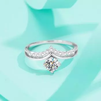 Кольцо из серебра 925 пробы с муассанитом для женщин, простое, модное, компактное, с тонкой инкрустацией, легкая роскошь, классическая индивидуальность, модный закрытый рот 5