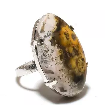 Кольцо из серебра 925 пробы с драгоценными камнями Honey Dendritic, размер 9 h9G12