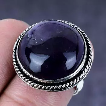 Кольцо из серебра 925 пробы с драгоценным камнем Sage Amethyst, размер 7, N2g67