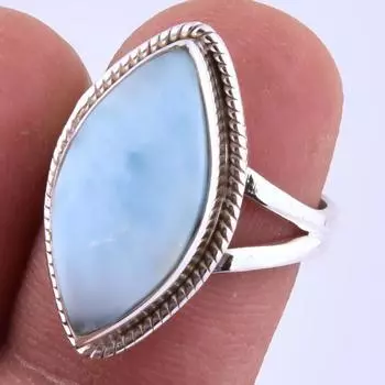 Кольцо из серебра 925 пробы с драгоценным камнем Natural Republic Larimar, размер 6 дюймов, b5i61