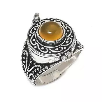 Кольцо из серебра 925 пробы с натуральным цитрином, размер 10, w0V21