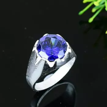 Кольцо из серебра 925 пробы с натуральным лондонским голубым топазом, размер 8,5 B2c76