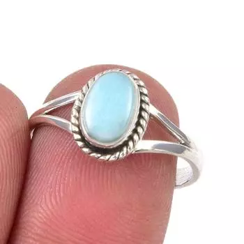 Кольцо из серебра 925 пробы с драгоценным камнем Natural Republic Larimar, размер 8 J6j19