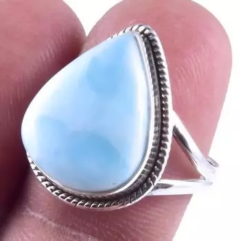 Кольцо из серебра 925 пробы с драгоценным камнем Natural Republic Larimar, размер S.8 e0E65