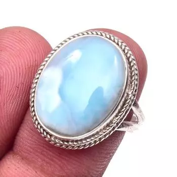 Кольцо из серебра 925 пробы с драгоценным камнем Natural Republic Larimar S.7.5 O3I26