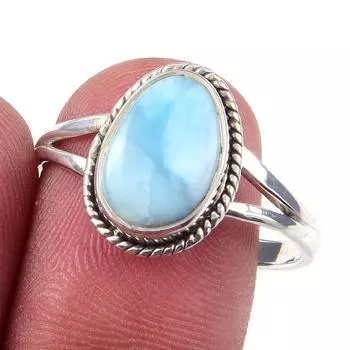 Кольцо из серебра 925 пробы с драгоценным камнем Natural Republic Larimar S.9.5 Q8C25