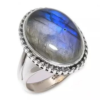 Кольцо из серебра 925 пробы с натуральным радужным лунным камнем S.6.5 k1e73