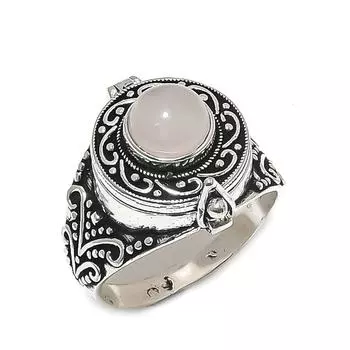 Кольцо из серебра 925 пробы с натуральным розовым кварцем, размер 14 o2T67