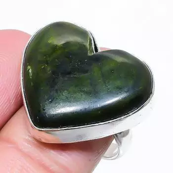 Кольцо из серебра 925 пробы с зеленым лабрадоритом, размер 8,5 m9D81