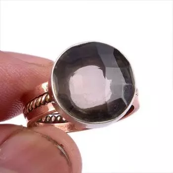 Кольцо из серебра 925 пробы с натуральным дымчатым кварцем и двухцветным драгоценным камнем S.8 C2V72