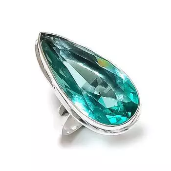 Кольцо из серебра 925 пробы с драгоценным камнем Aqua Apatite, размер 7,5 e7u49