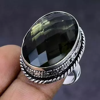 Кольцо из серебра 925 пробы с дымчатым топазом, размер 7, C8M65