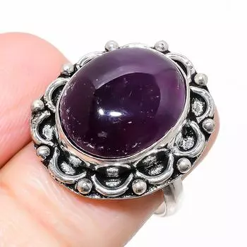 Кольцо из серебра 925 пробы с аметистовым драгоценным камнем, размер 8,5 j2e44 8.5 фиолетовый