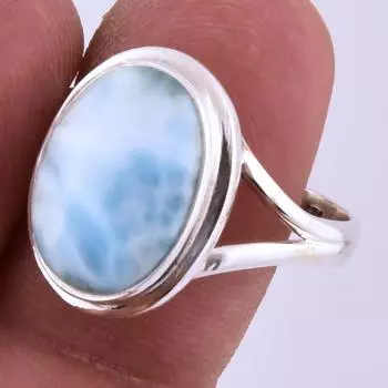 Кольцо из серебра 925 пробы с драгоценным камнем Natural Republic Larimar, размер 9,5 дюйма, E2B85