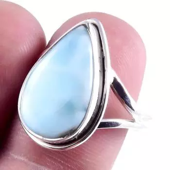 Кольцо из серебра 925 пробы с драгоценным камнем Natural Republic Larimar, размер 9 дюймов, U1V79