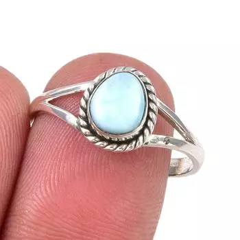 Кольцо из серебра 925 пробы с драгоценным камнем Natural Republic Larimar S.8.5 E4p62