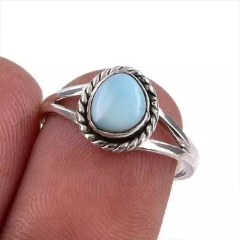 Кольцо из серебра 925 пробы с драгоценным камнем Natural Republic Larimar, размер 6 W9U60