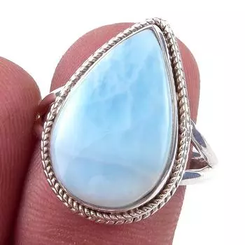 Кольцо из серебра 925 пробы с драгоценным камнем Natural Republic Larimar S.7.5 H7D36
