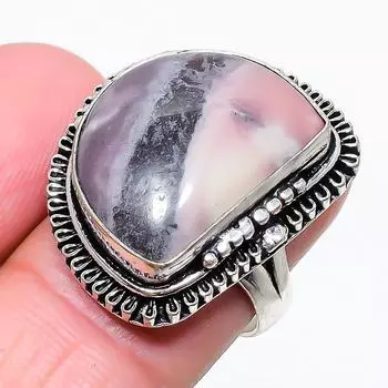 Кольцо из серебра 925 пробы с фарфоровым яшмовым драгоценным камнем, размер 8,5, w0I30 8.5 фиолетовый