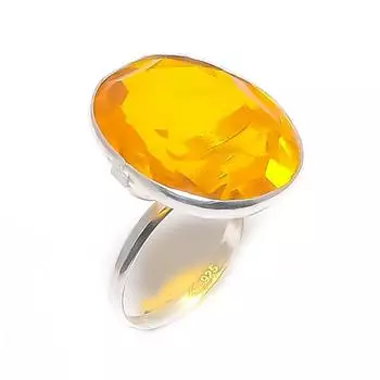 Кольцо из серебра 925 пробы с натуральным цитрином, размер 7, b5W90