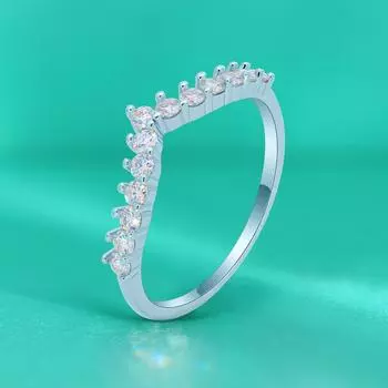 Кольцо из серебра 925 пробы с муассанитом, тонкий V-образный ряд бриллиантов, кольцо для девочек, стерлинговое серебро 925 пробы, многослойное, закрытое, платиновое покрытие, небольшое и изысканное 5