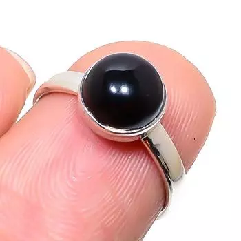 Кольцо из серебра 925 пробы с натуральным черным драгоценным камнем онекс ручной работы S.6 H4l14