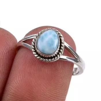 Кольцо из серебра 925 пробы с драгоценным камнем Natural Republic Larimar, размер 7 m5Y06