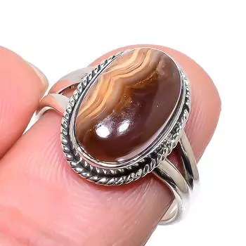Кольцо из серебра 925 пробы с натуральным медовым родохрозитом S.8 o5D79