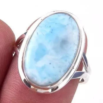 Кольцо из серебра 925 пробы с драгоценным камнем Natural Republic Larimar S.7.5 W6p50