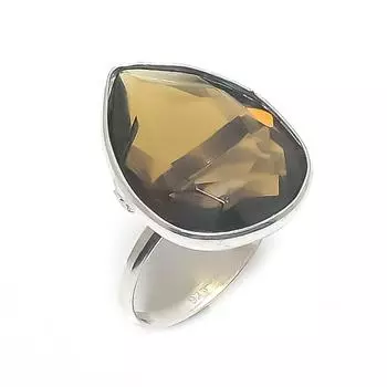 Кольцо из серебра 925 пробы с натуральным дымчатым топазом, размер 6,5 q6O82