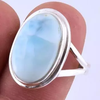Кольцо из серебра 925 пробы с драгоценным камнем Natural Republic Larimar, размер 7,5 дюйма, h7k50