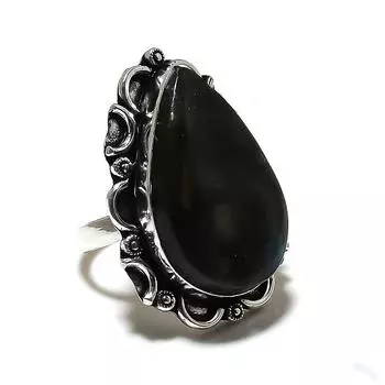 Кольцо из серебра 925 пробы с драгоценным камнем лабрадорит, размер 10 T4D04