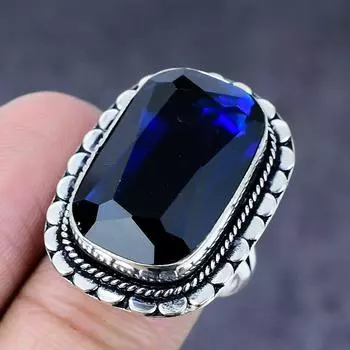 Кольцо из серебра 925 пробы с драгоценным камнем London Blue Topaz, размер 8 L6B58