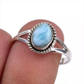 Кольцо из серебра 925 пробы с драгоценным камнем Natural Republic Larimar S.7.5 G8z64