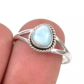 Кольцо из серебра 925 пробы с драгоценным камнем Natural Republic Larimar, размер 8 r0p39