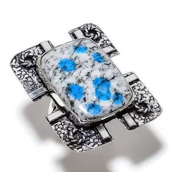 Кольцо из серебра 925 пробы с драгоценным камнем K2 Azurite, размер 9,5 Z2Q03
