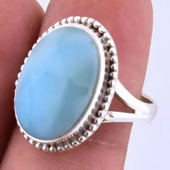 Кольцо из серебра 925 пробы с драгоценным камнем Natural Republic Larimar, размер S.9 q2A39
