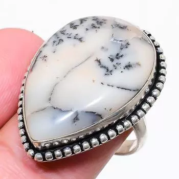 Кольцо из серебра 925 пробы с опалом и дендритом, размер 9, g1l40 9 белый