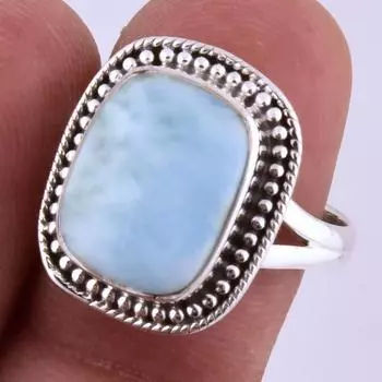 Кольцо из серебра 925 пробы с драгоценным камнем Natural Republic Larimar, размер 8 дюймов, R1d66