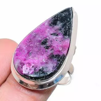 Кольцо из серебра 925 пробы с рубиновым цоситом, созданное в лаборатории, размер 6,5 a6R15