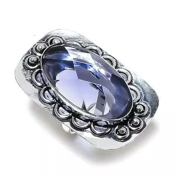 Кольцо из серебра 925 пробы с драгоценным камнем иолитовым кварцем, размер 8, p3w90