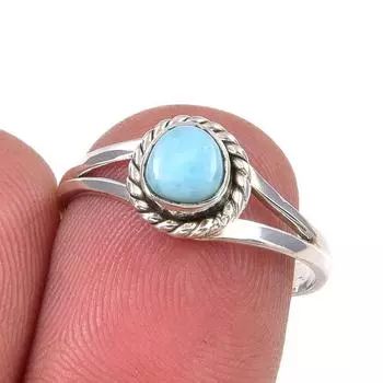 Кольцо из серебра 925 пробы с драгоценным камнем Natural Republic Larimar, размер 7 C3b45