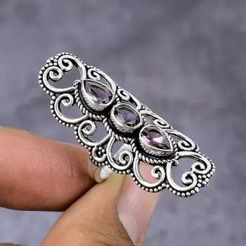 Кольцо из серебра 925 пробы с аметистом, размер 7, U8A84