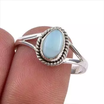 Кольцо из серебра 925 пробы с драгоценным камнем Natural Republic Larimar S.8.5 s8e75