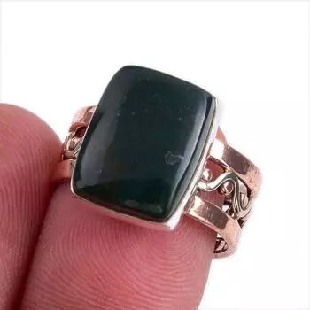 Кольцо из серебра 925 пробы с натуральным драгоценным камнем-кровавым камнем двухцветное S.6.5 n4p73