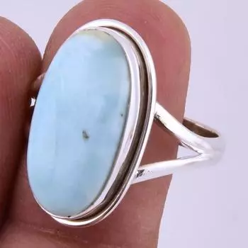 Кольцо из серебра 925 пробы с драгоценным камнем Natural Republic Larimar, размер 9,5 дюйма, C1p57
