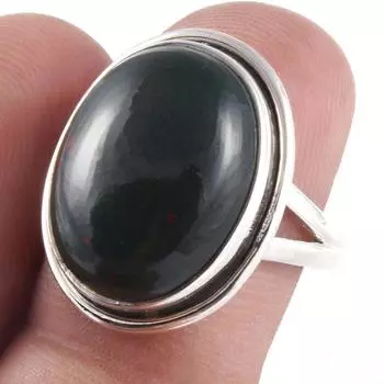 Кольцо из серебра 925 пробы с натуральным драгоценным камнем-кровавым камнем S.7 f9g67